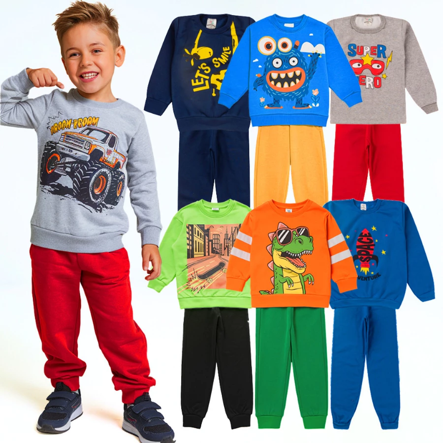 Kit 6 Peças Moletom Infantil Menino Conjunto 1 ao 14 Masculino Inverno Manga Longa - Imagem 5