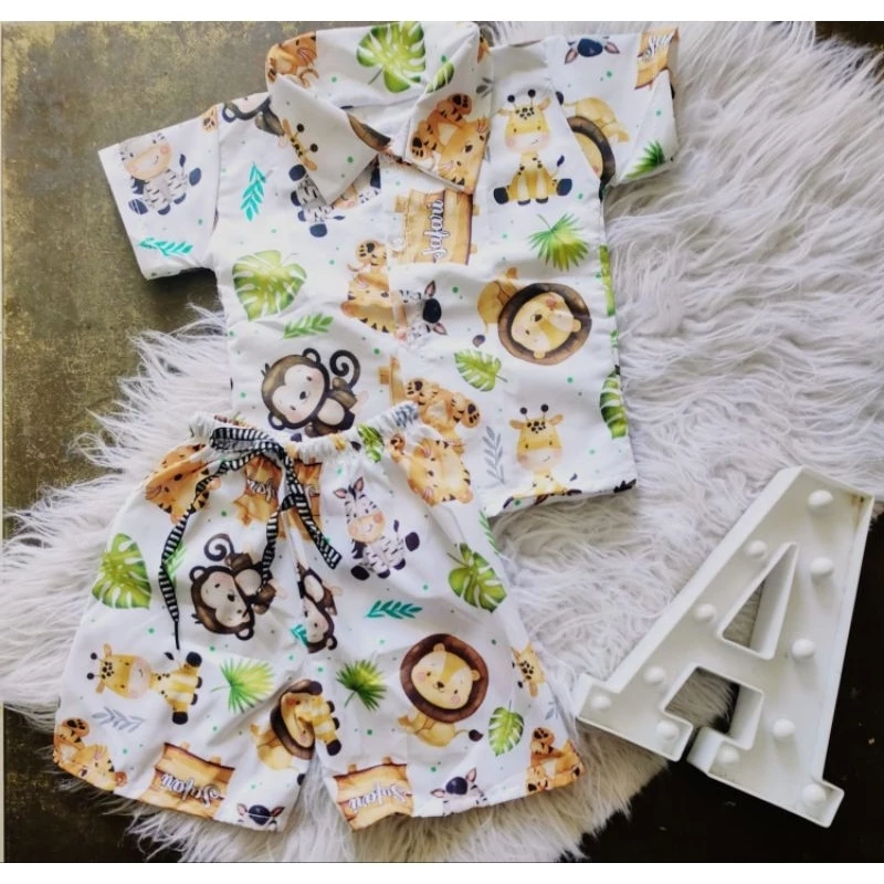 Conjunto Infantil Safari Menino Camisa e Bermuda Roupa Temática para Festa, Aniversário e Ensaio Fotográfico