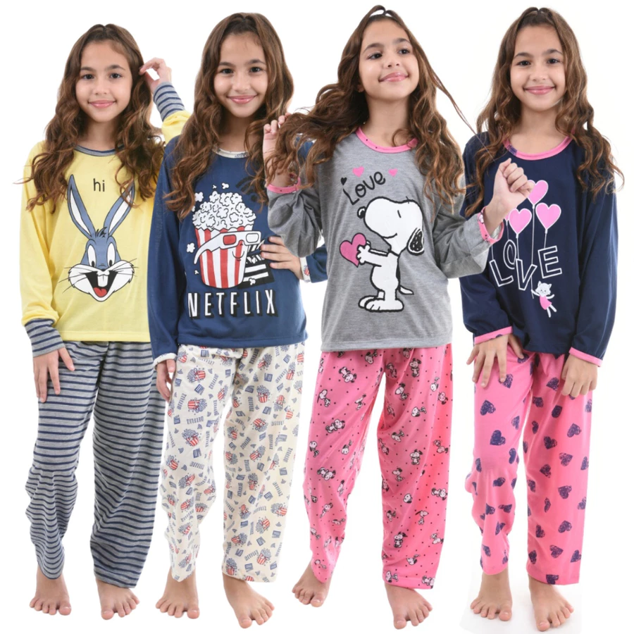 Pijama Infantil Feminino Longo Snoopy – Inverno Manga Longa