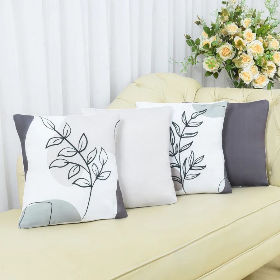 Kit com 4 Capas de Almofada Decorativas 45x45 – Abstrata Nude