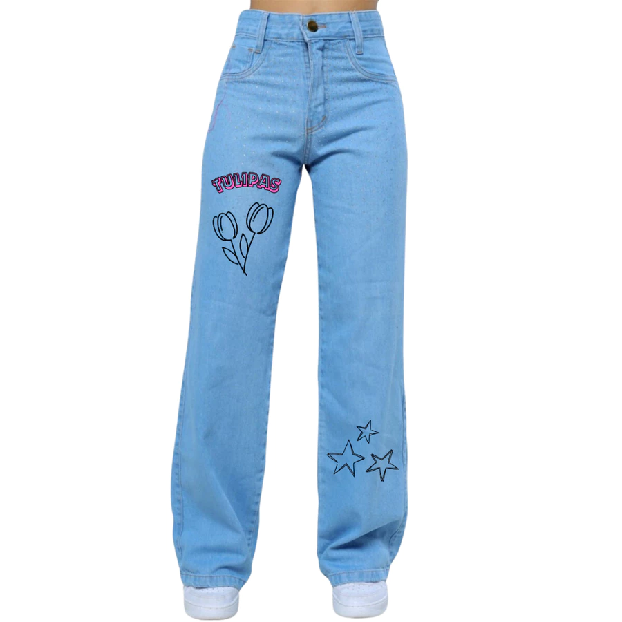 Calça Jeans Pantalona Wide Leg para Meninas Infantis e Juvenil - Imagem 5