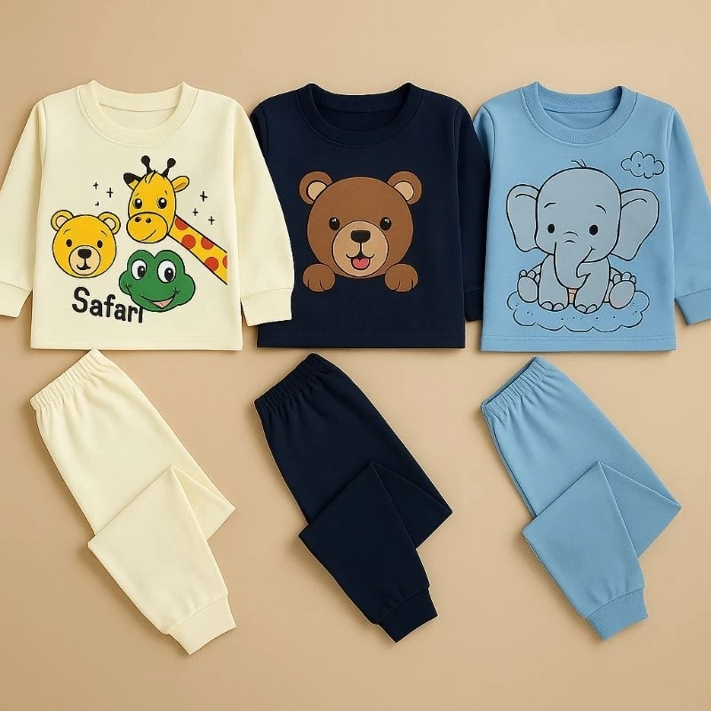 Conjunto Bebê Menino 100% Algodão Camiseta Manga Longa + Calça Inverno P ao GG