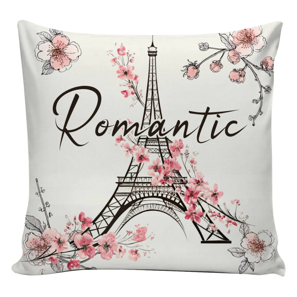KIT COM 4 CAPAS DE ALMOFADA PARIS ROMÂNTICA 45x45cm - Imagem 2