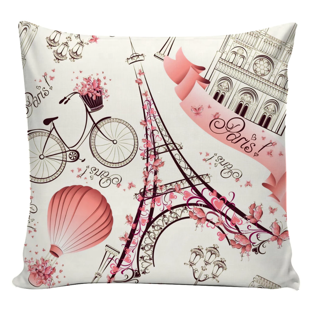 KIT COM 4 CAPAS DE ALMOFADA PARIS ROMÂNTICA 45x45cm - Imagem 4