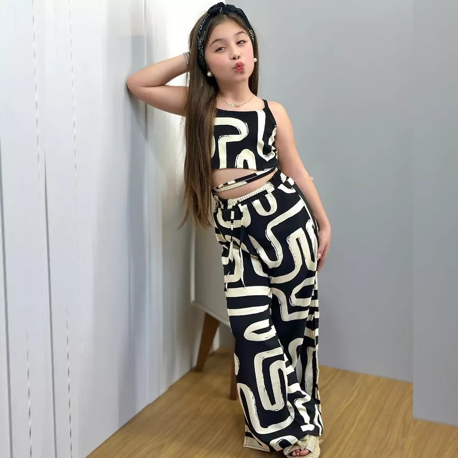 Conjuntos Infantil Pantalona e Cropped  6 8 10 12
