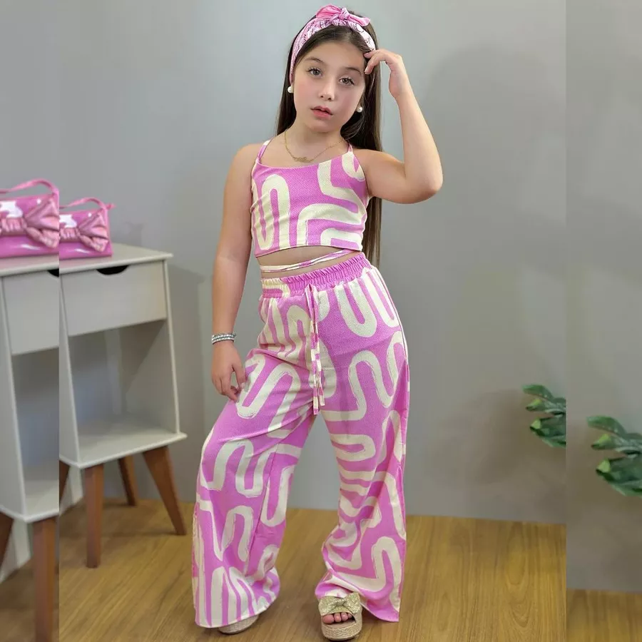 Conjuntos Infantil Pantalona e Cropped 6 8 10 12 - Imagem 2