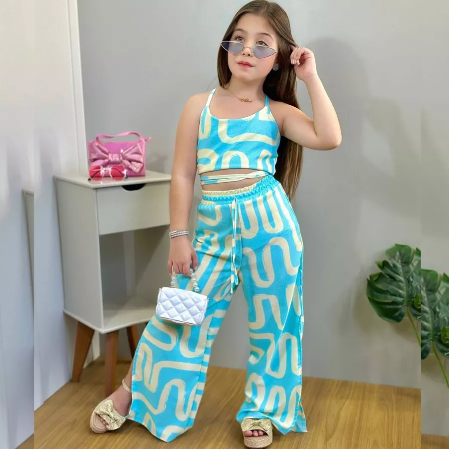 Conjuntos Infantil Pantalona e Cropped 6 8 10 12 - Imagem 3