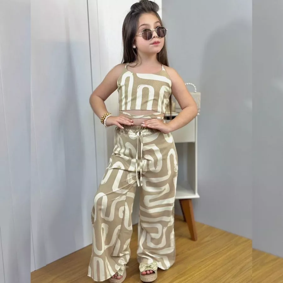 Conjuntos Infantil Pantalona e Cropped 6 8 10 12 - Imagem 5