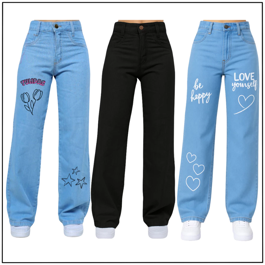 Kit 3 Calças Jeans Wide Leg Menina Infantil e Juvenil - Imagem 2