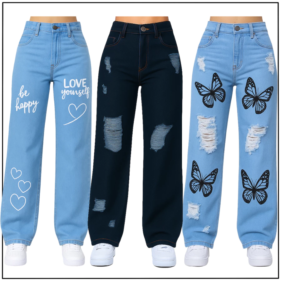 Kit 3 Calças Jeans Wide Leg Menina Infantil e Juvenil - Imagem 7