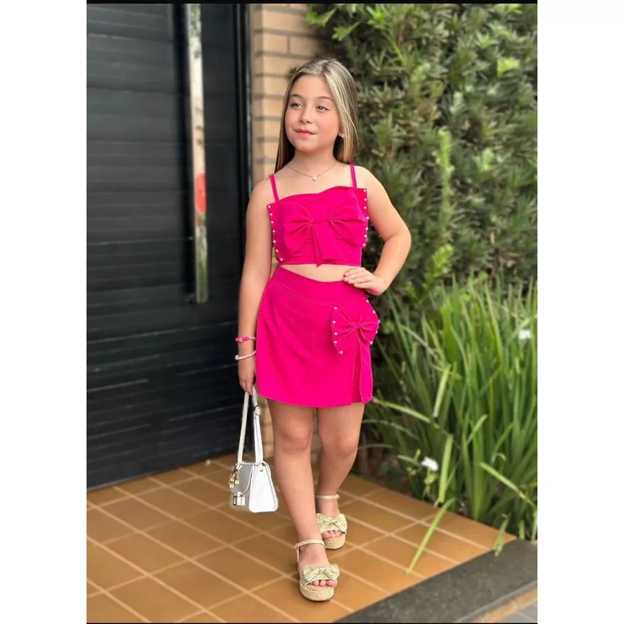 Conjunto em Alfaiataria infantil com Laços e Pérola TAM 4 ao 12 - Imagem 2