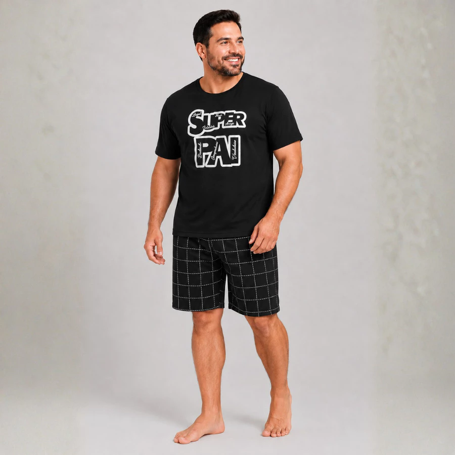 Pijama Masculino Premium Super Pai – Manga Curta com Short