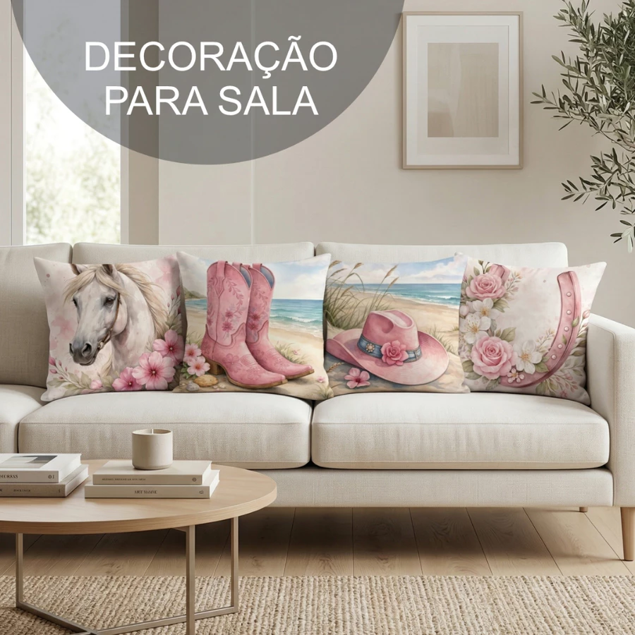 KIT COM 4 CAPAS DE ALMOFADA COWGIRL VINTAGE 45x45cm - Imagem 2