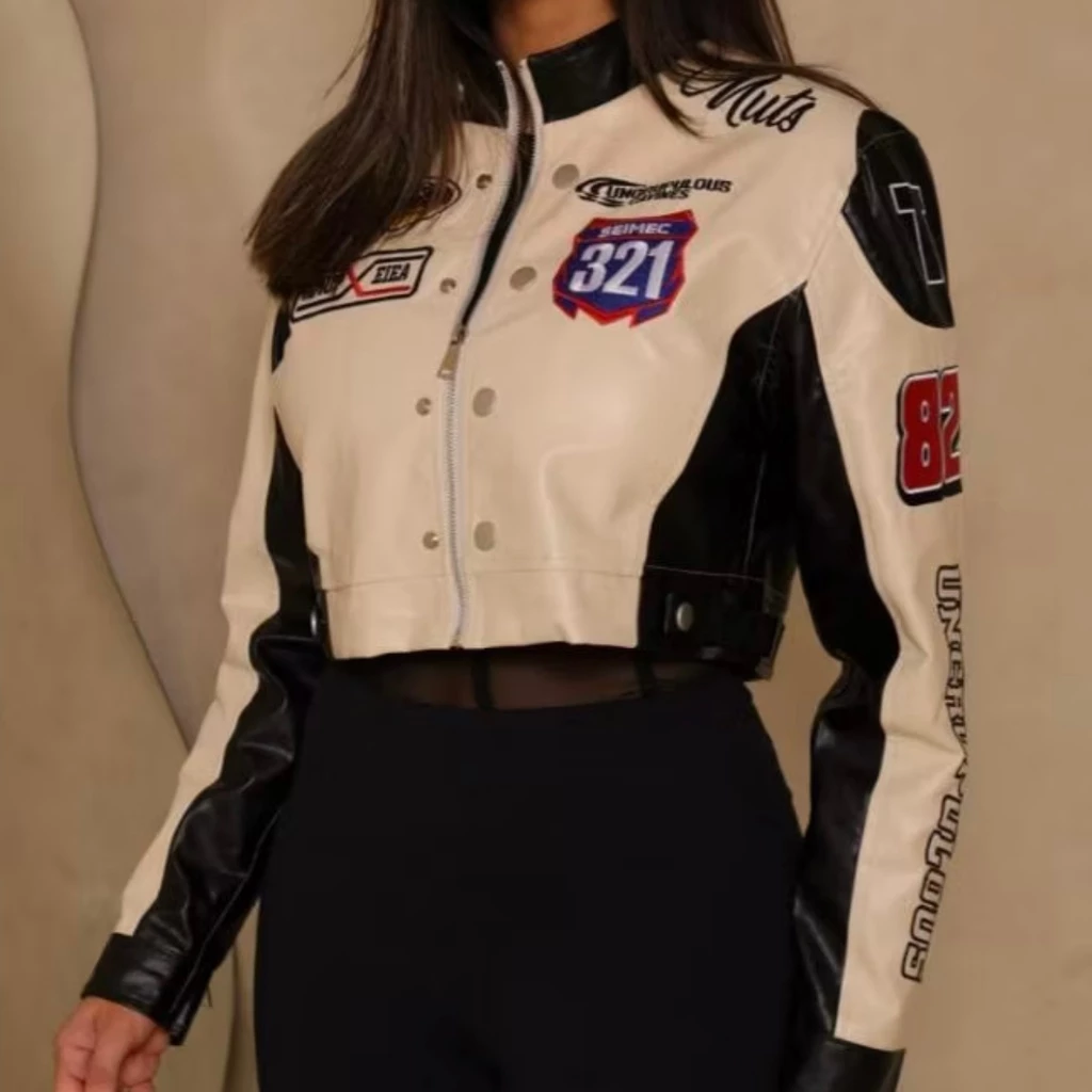 Jaqueta Couro Racing Motoqueira Zíper