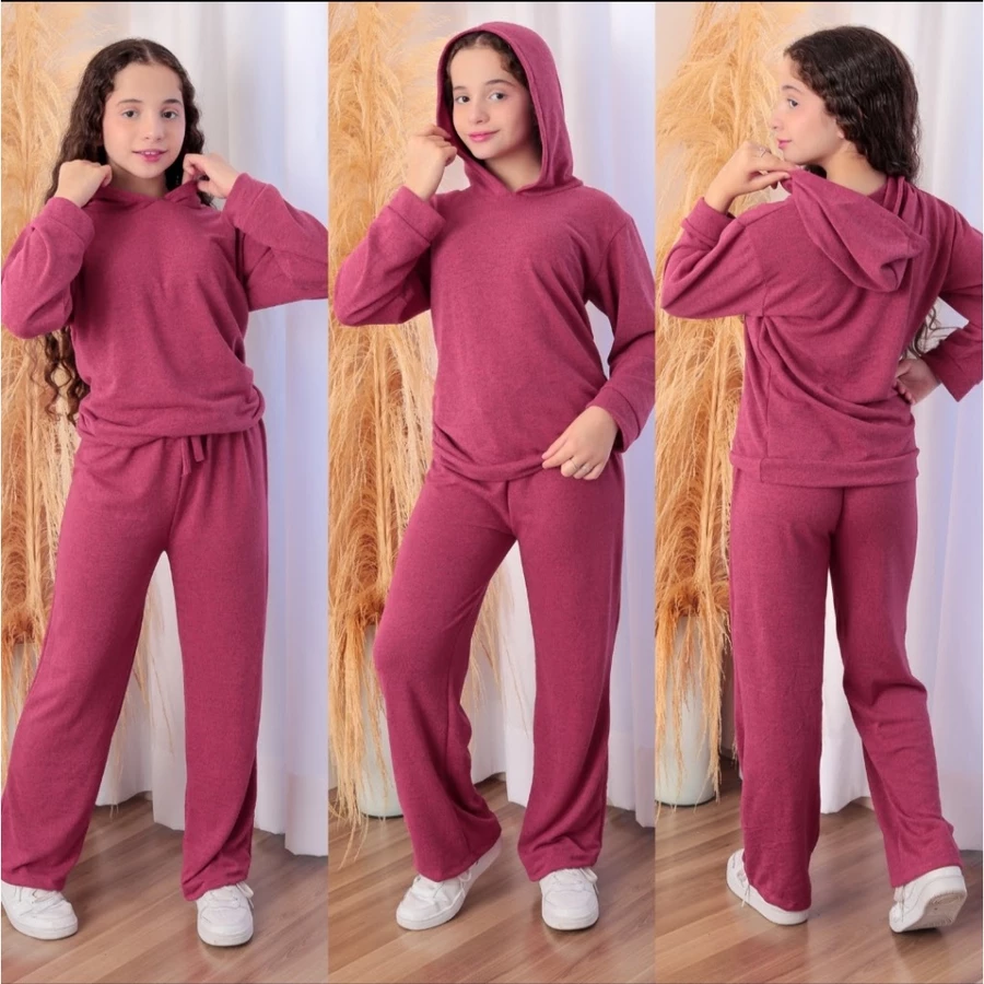 Conjunto Infantil Lanzinha 2 Peças Blusa com Capuz e Calça Moda Blogueirinha - Imagem 4