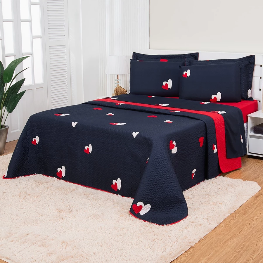 Kit Cobre Leito Casal 3 Peças Dupla Face Micro Percal Toque Macio