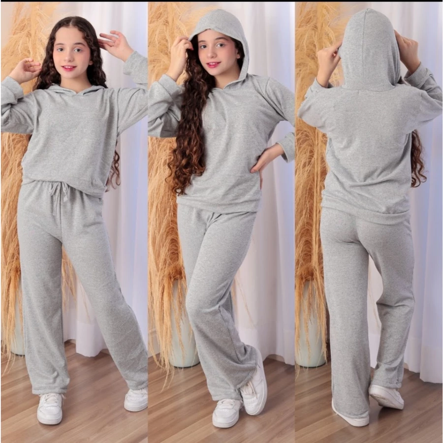 Conjunto Infantil Lanzinha 2 Peças Blusa com Capuz e Calça Moda Blogueirinha