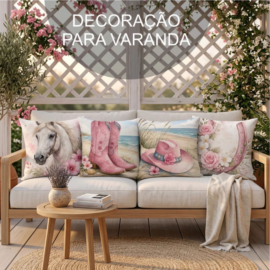 KIT COM 4 CAPAS DE ALMOFADA COWGIRL VINTAGE 45x45cm - Imagem 4