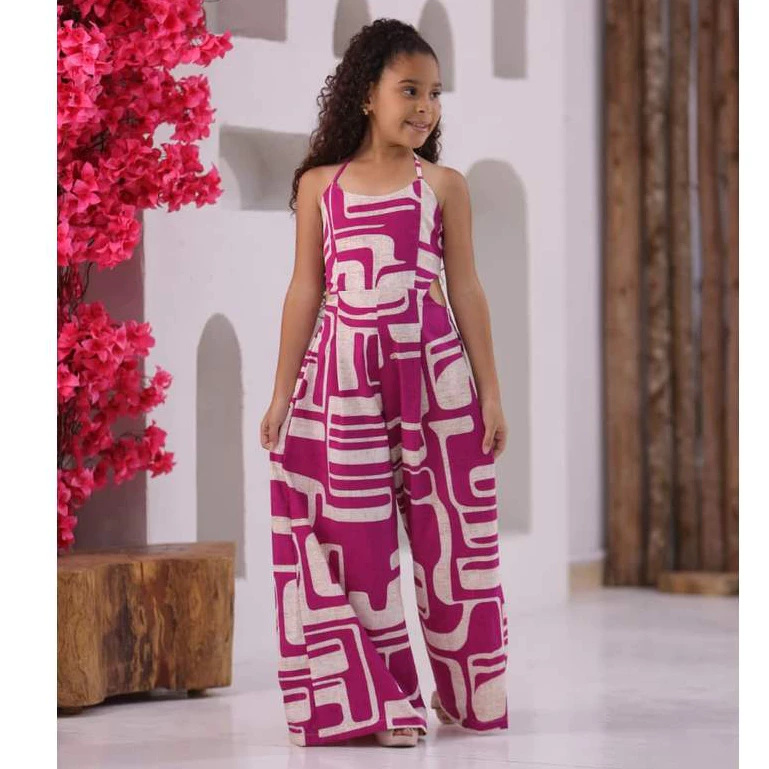 Macacão Infantil e Juvenil Feminino Pantalona Estampado Crepe Premium 10 ao 16 Anos - Imagem 3