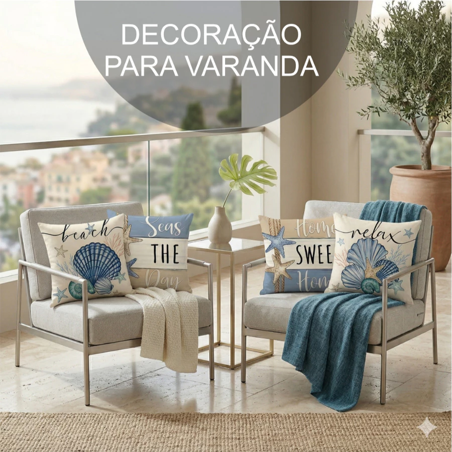 KIT COM 4 CAPAS DE ALMOFADA MARÍTIMO 45x45cm - Imagem 3
