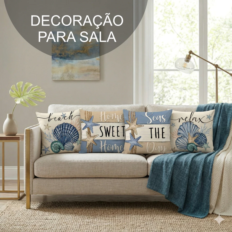 KIT COM 4 CAPAS DE ALMOFADA MARÍTIMO 45x45cm - Imagem 4