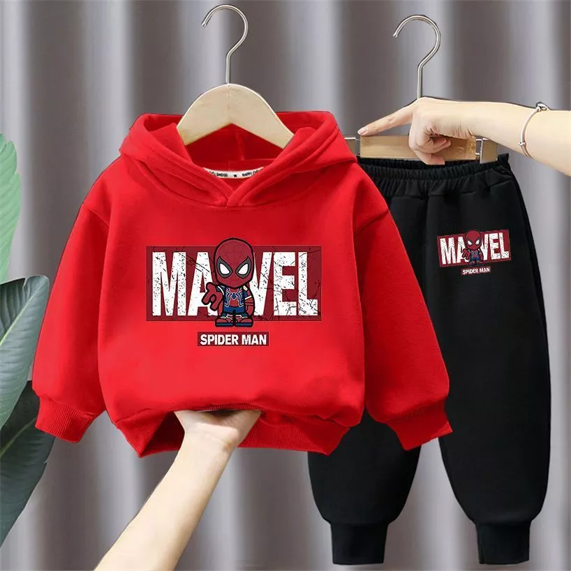 🕷️ Conjunto Infantil Homem-Aranha com Capuz – Moletom Quentinho para Meninos - Imagem 2