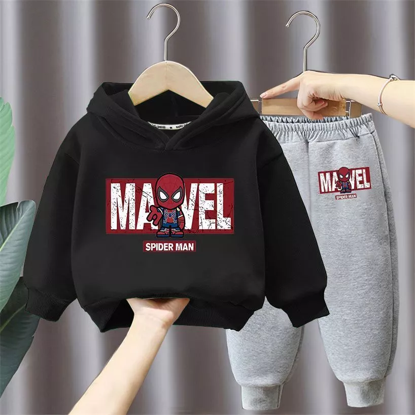 🕷️ Conjunto Infantil Homem-Aranha com Capuz – Moletom Quentinho para Meninos - Imagem 3