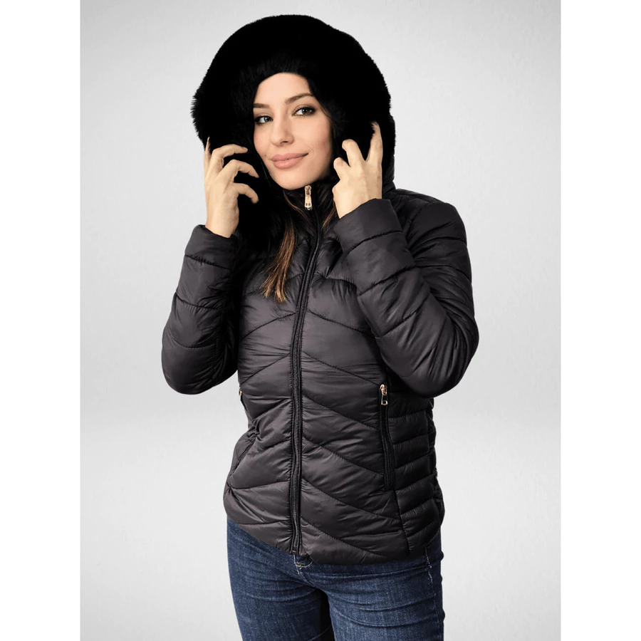 Jaqueta Puffer Feminina Peluciada com Capuz Removível – Bobojaco Forrado de Inverno