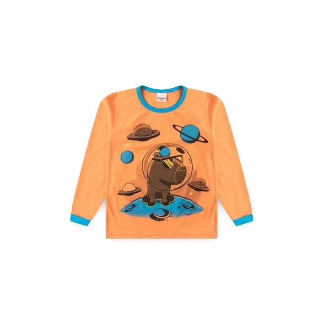 Pijama Infantil Menino Capivara Astronauta - Imagem 3