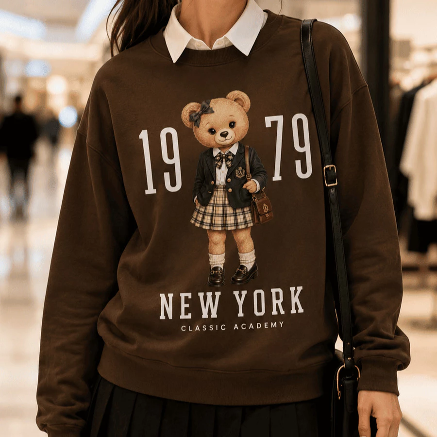 Moletom Feminino Estampado Urso Vintage 1979