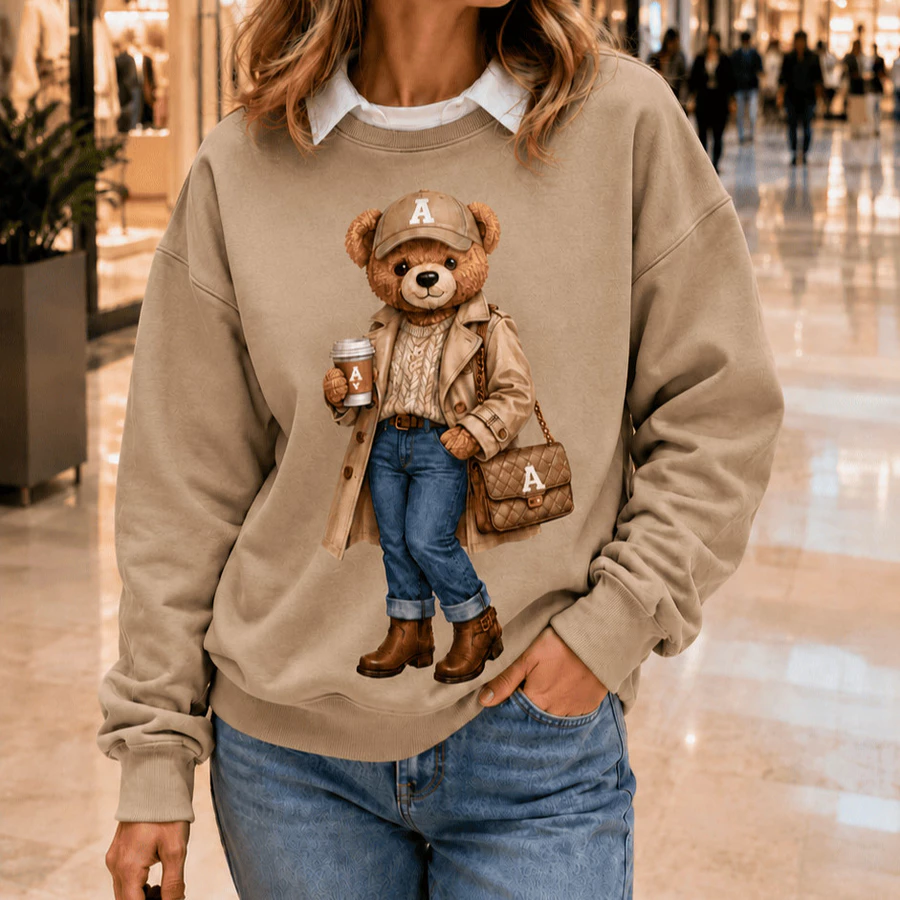 Moletom Feminino Estampado Urso com Bolsa - Imagem 2