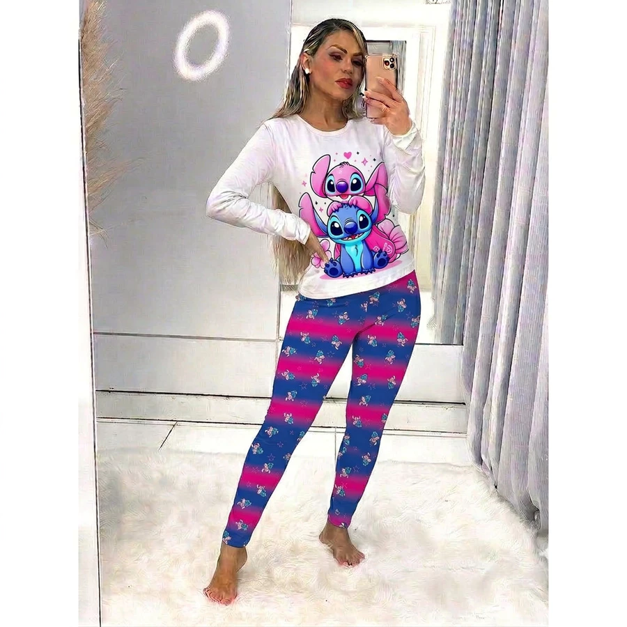 Pijama Feminino Manga Longa e Calça Luxo Inverno Personagens - Imagem 2