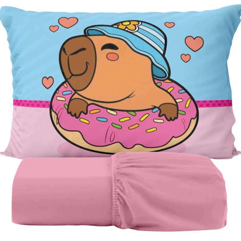 đ©· JOGO DE LENĂOL SOLTEIRO CAPIVARA â 2 PEĂAS đ©· - Imagem 7