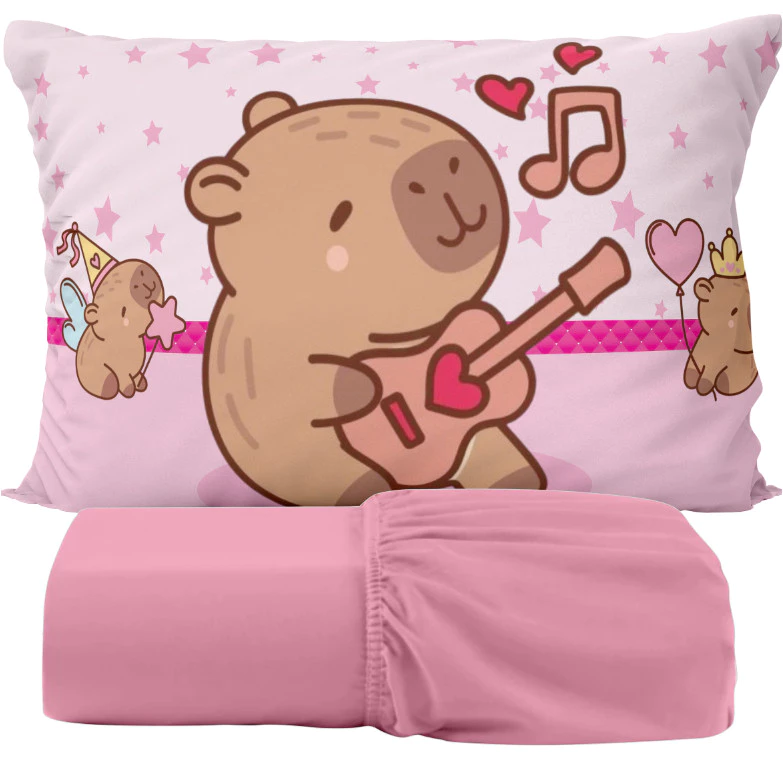 đ©· JOGO DE LENĂOL SOLTEIRO CAPIVARA â 2 PEĂAS đ©· - Imagem 8