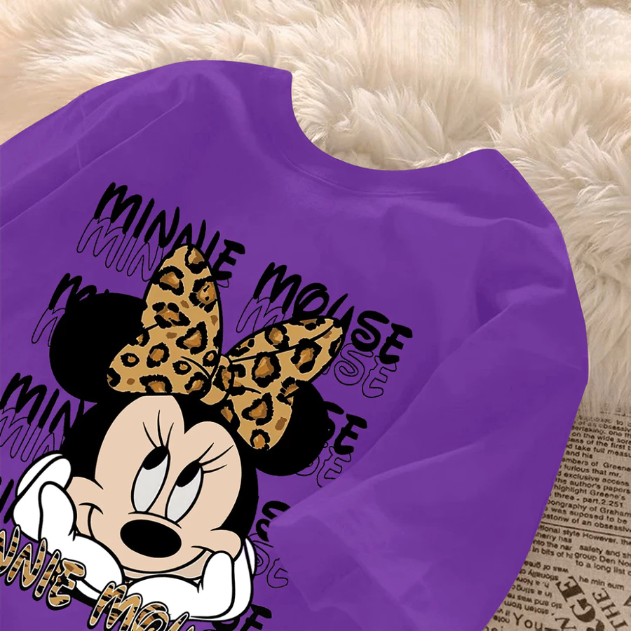 Camiseta Feminina Mickey Animal Print Premium – Algodão Confortável Plus Size - Imagem 6