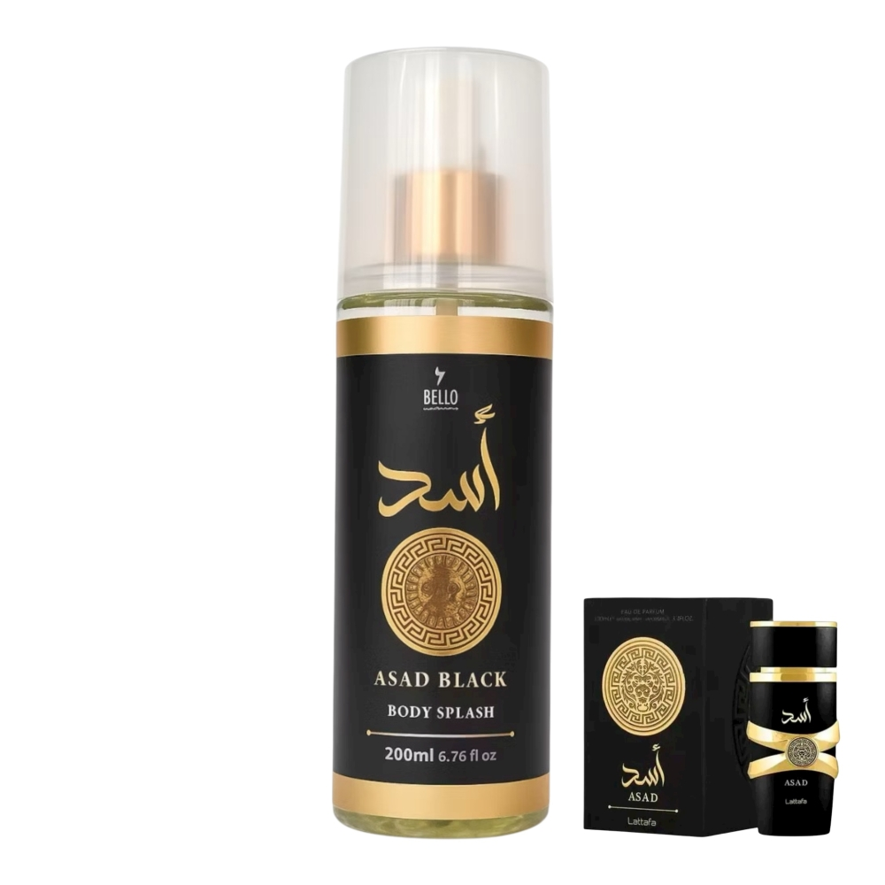 Body Splash Árabe Asad Black BelloCharme 200ml – Fragrância Intensa e Marcante