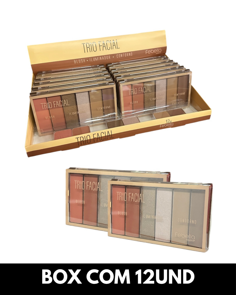 Paleta Trio Facial Blush + Iluminador + Contorno (MU5011) 15g – Febella - Imagem 2