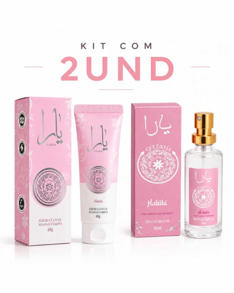 [KIT 2UND] Hidratante Mãos e Corpo Yahra 60g + Deo Parfum Celestia 15ml - Habibi