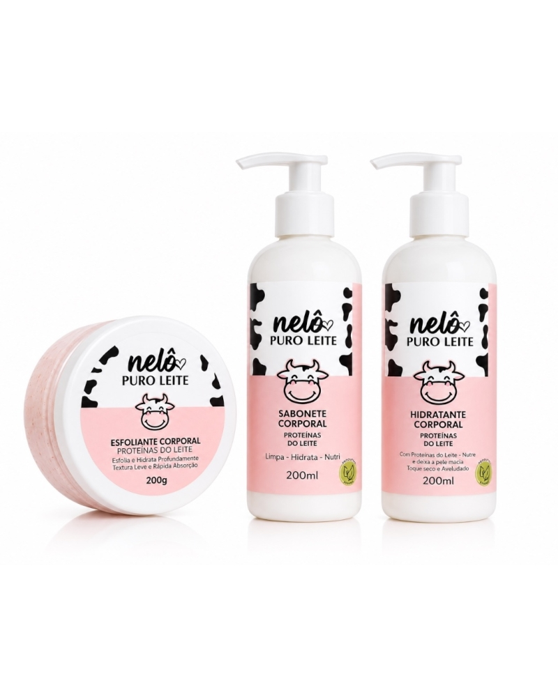 [KIT 3UND] Esfoliante + Sabonete + Hidratante Corporal Puro Leite - Nelô