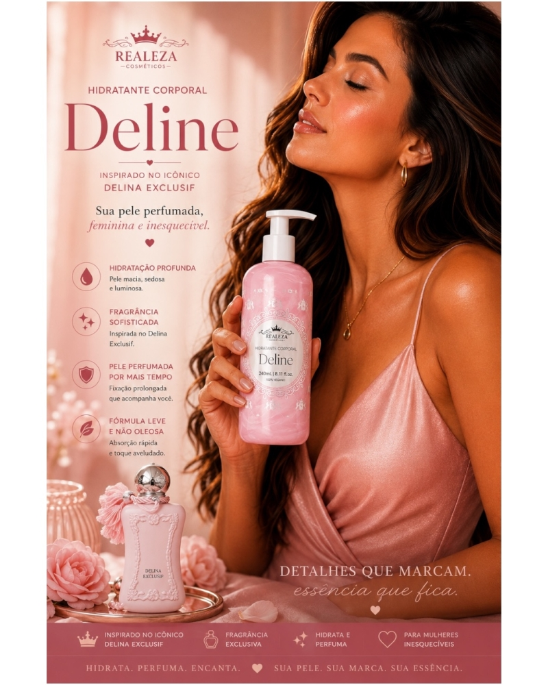 Hidratante Corporal Deline Realeza 240ml – Hidratação Intensa e Pele Perfumada - Imagem 2