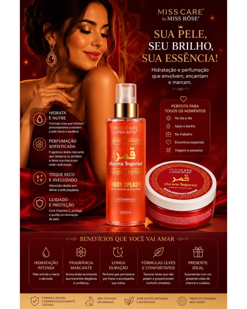 Kit Aurora Imperial Miss Rôse – Body Splash 200ml + Geleia Hidratante Corporal 200g - Imagem 2