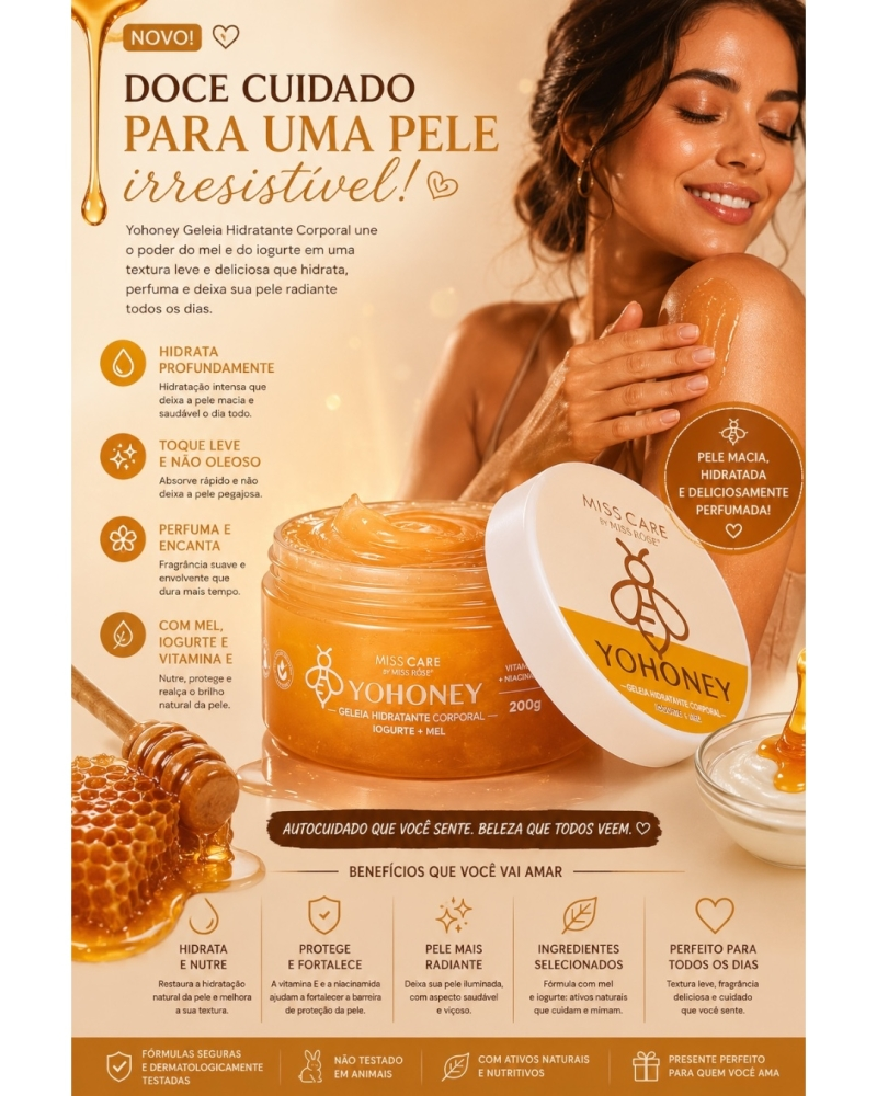 Geleia Hidratante Corporal Yohoney Iogurte + Mel 200g – Miss Rôse - Imagem 2