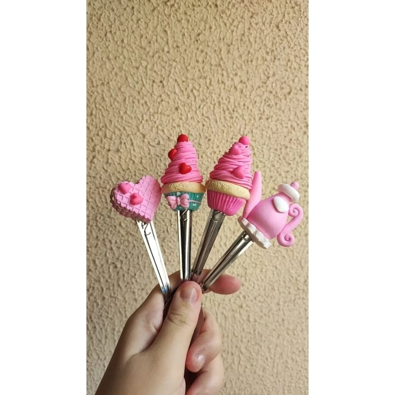 Combo Cantinho Rosa Pote + 4 colheres Decoradas em Biscuit - Imagem 3