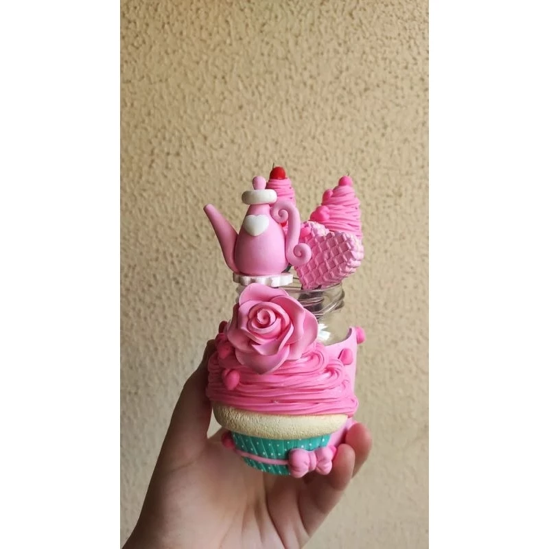 Combo Cantinho Rosa Pote + 4 colheres Decoradas em Biscuit - Imagem 4