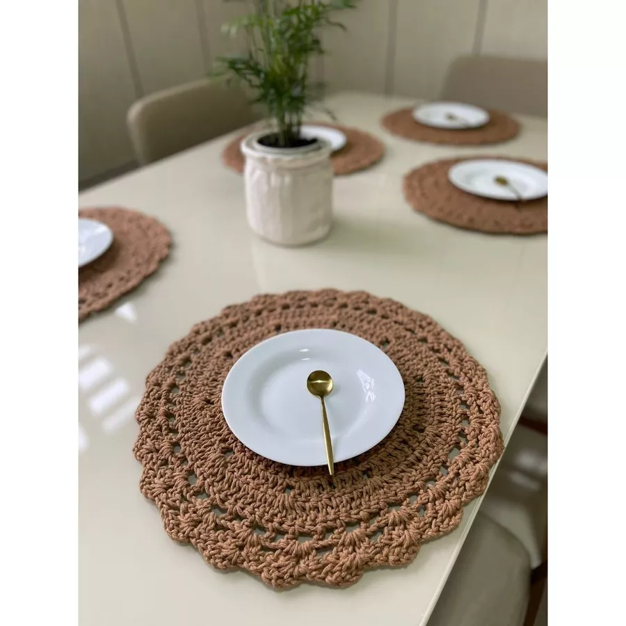 Sousplat de Crochê Artesanal Colorido – Kit 4 a 12 Peças | Mesa Posta - Imagem 3