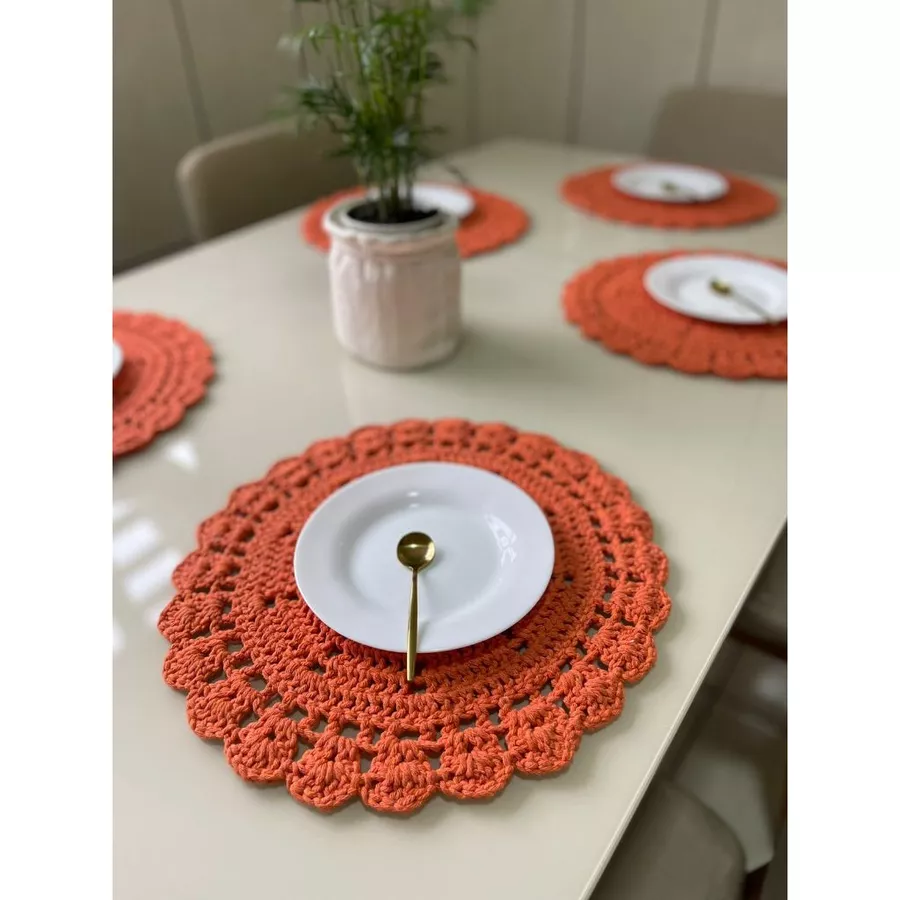 Sousplat de Crochê Artesanal Colorido – Kit 4 a 12 Peças | Mesa Posta - Imagem 4