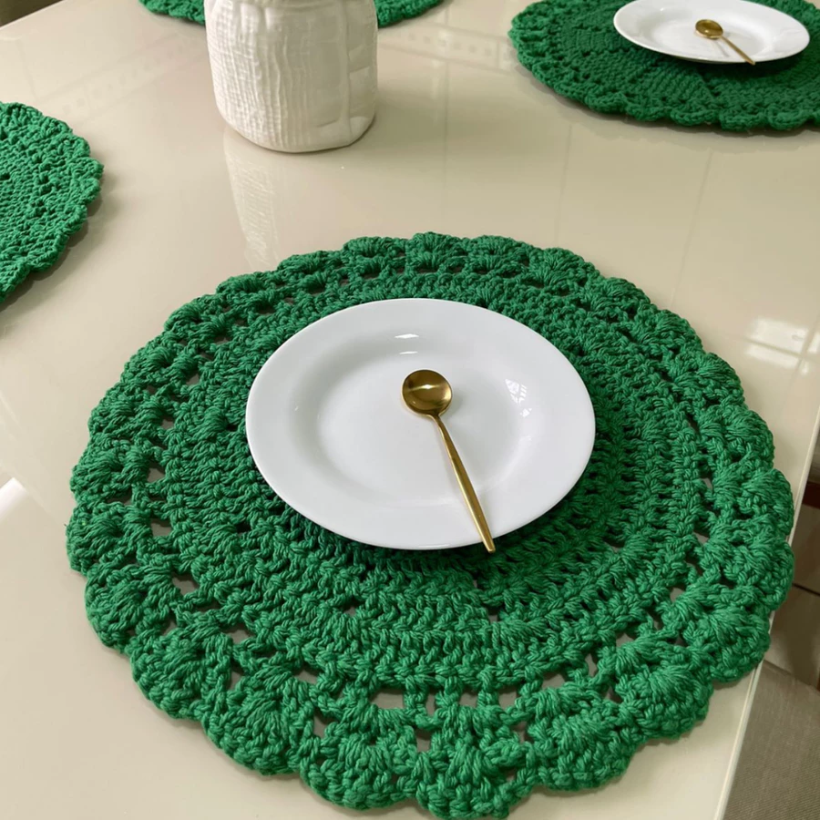 Sousplat de Crochê Artesanal Colorido – Kit 4 a 12 Peças | Mesa Posta - Imagem 12