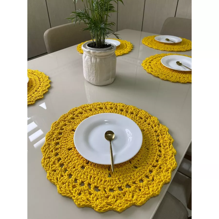 Sousplat de Crochê Artesanal Colorido – Kit 4 a 12 Peças | Mesa Posta - Imagem 7