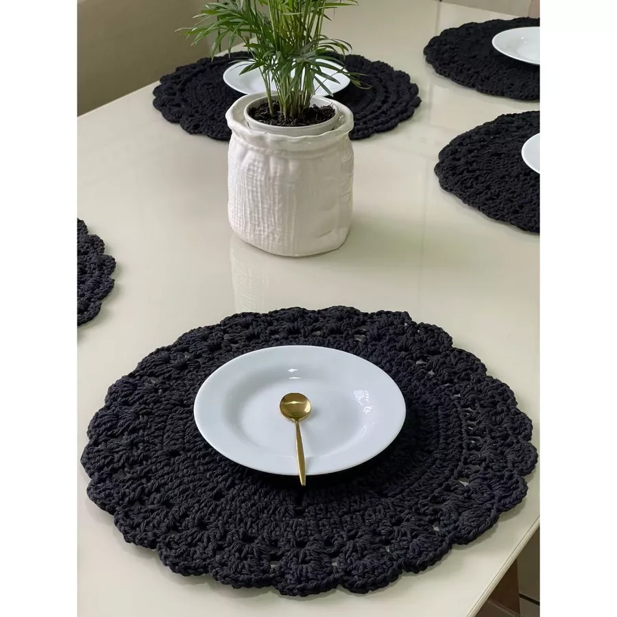 Sousplat de Crochê Artesanal Colorido – Kit 4 a 12 Peças | Mesa Posta - Imagem 8