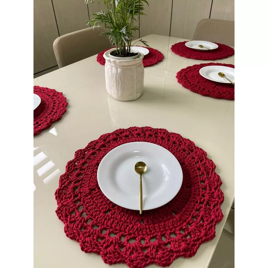 Sousplat de Crochê Artesanal Colorido – Kit 4 a 12 Peças | Mesa Posta - Imagem 9
